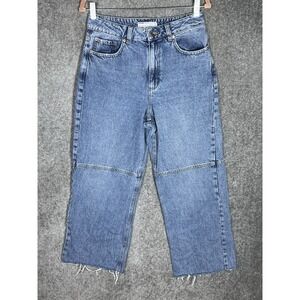 Garage Denim Street Wide Leg Jeans Womens Juniors‎ Size 7 Blue Raw Hem High Rise